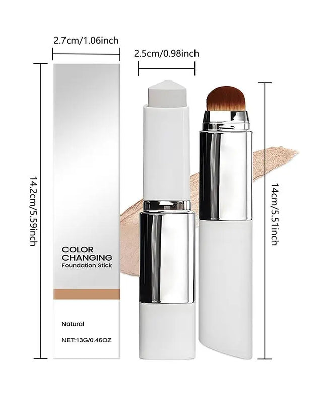 2-in-1 Color-Changing Foundation Stick Liquid Lightweight Moisturizing Brightening Foundation Color Changing For All Skin Types
