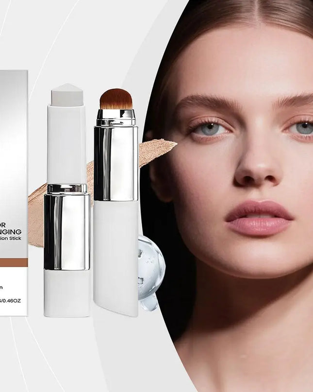 2-in-1 Color-Changing Foundation Stick Liquid Lightweight Moisturizing Brightening Foundation Color Changing For All Skin Types