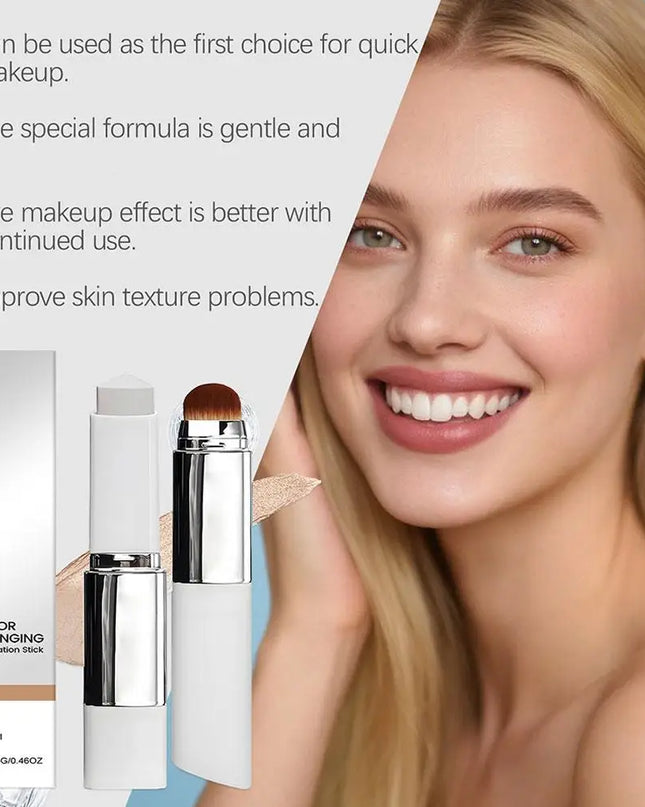 2-in-1 Color-Changing Foundation Stick Liquid Lightweight Moisturizing Brightening Foundation Color Changing For All Skin Types