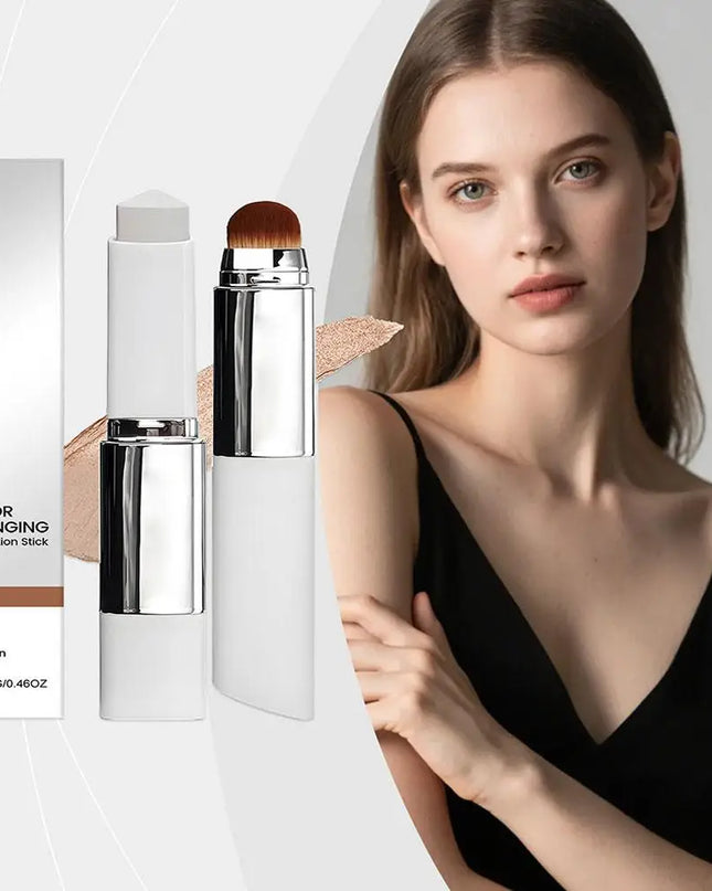 2-in-1 Color-Changing Foundation Stick Liquid Lightweight Moisturizing Brightening Foundation Color Changing For All Skin Types