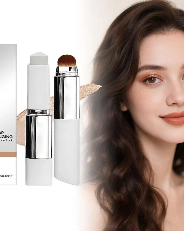 2-in-1 Color-Changing Foundation Stick Liquid Lightweight Moisturizing Brightening Foundation Color Changing For All Skin Types