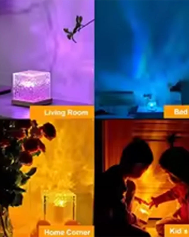 HOMEFISH RGB 16 Colors Night Light with Remote Ocean Wave Aurora Projector Rechargeable Table Lamp for Home Bedroom Decor