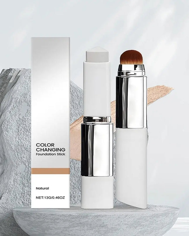 2-in-1 Color-Changing Foundation Stick Liquid Lightweight Moisturizing Brightening Foundation Color Changing For All Skin Types