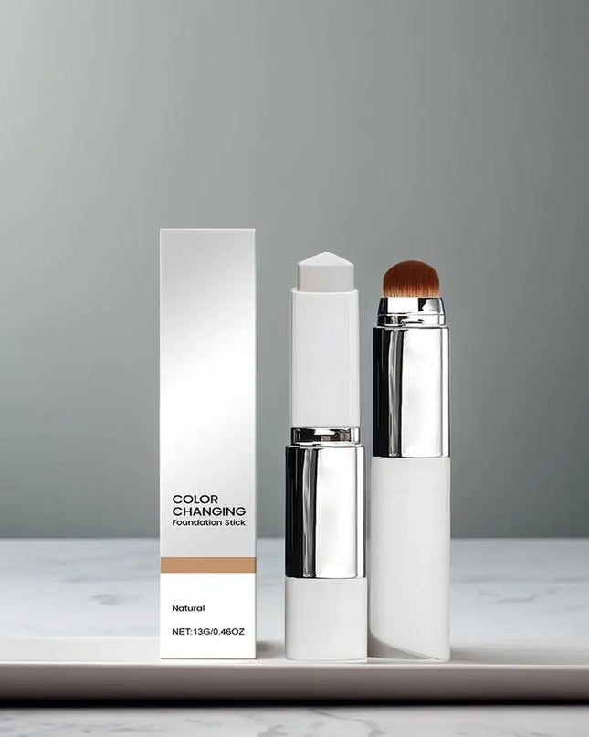 2-in-1 Color-Changing Foundation Stick Liquid Lightweight Moisturizing Brightening Foundation Color Changing For All Skin Types