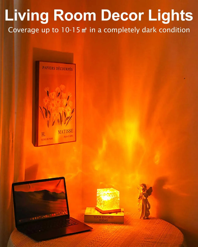 HOMEFISH RGB 16 Colors Night Light with Remote Ocean Wave Aurora Projector Rechargeable Table Lamp for Home Bedroom Decor